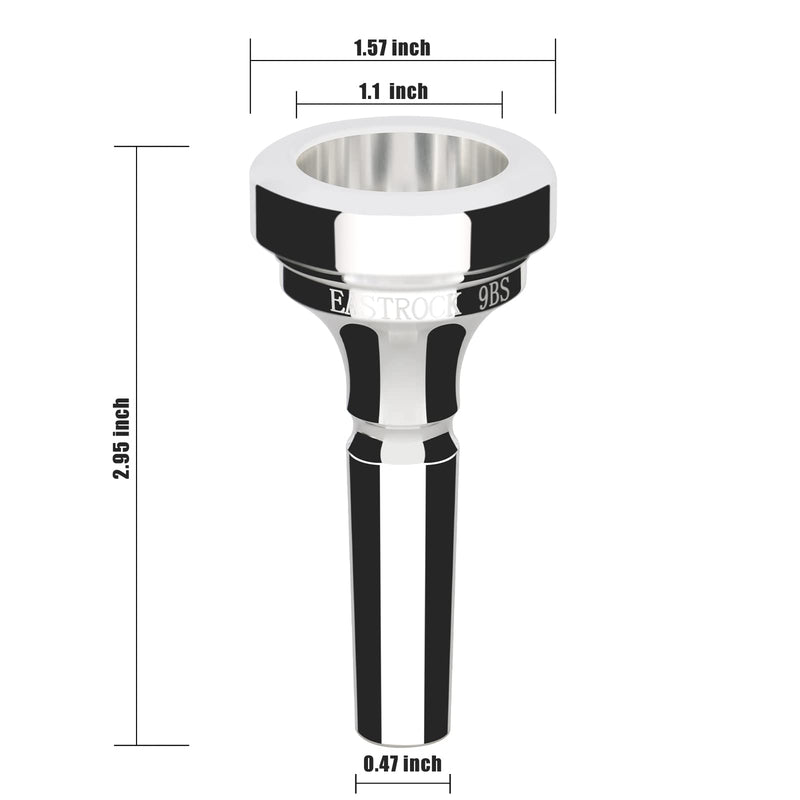 [AUSTRALIA] - EASTROCK Trombone Mouthpiece,Silver Plated Trombone Mouthpiece Small Shank 9BS, Trombone Instrument Accessories Vacuum Packed JDTM-9BS 