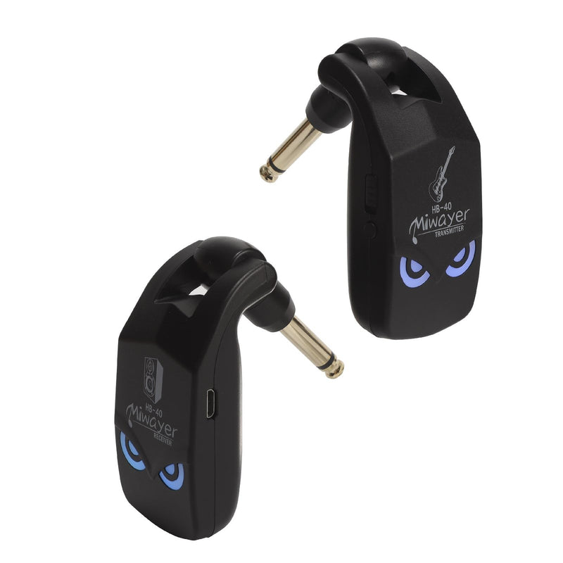 Miwayer 2.4GHz Wireless Guitar System Rechargeable Lithium Battery Audio Wireless Guitar Transmitter Receiver For Electric Guitar Bass Violin Keyboard Instruments (HB-40 Black) HB-40 Black