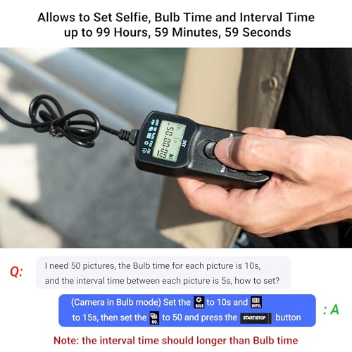 JJC Intervalometer Timer Remote for Sony A6000 A6400 A7IV A7III A7II A7RV For Select Sony Camera