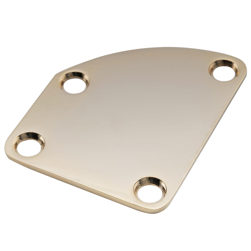 Musiclily Pro Steel Curved Guitar Neck Plate with Screws for Strat Tele Style Electric Guitar or Bass, Gold