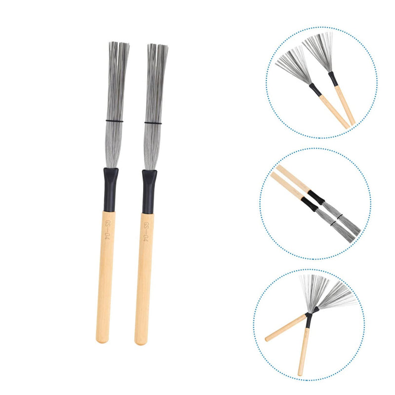 2pcs Drum Drum Brush Cajon Brush Rollers Jazz Drum Jazz Drum& Percussion Acoustic Drum Snare Drum Metal Wire Drum Metallic Line Drum Kit Steel 35X4CM Wood color