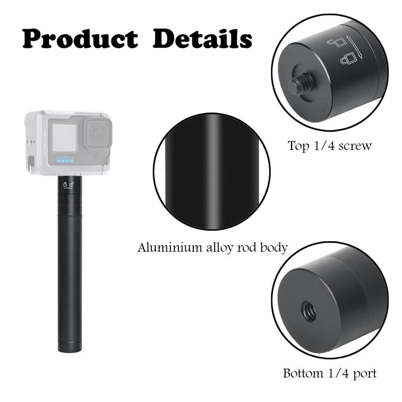 Extendable Selfie Stick Universal Invisible Selfie Stick Lightweight 19cm/7.48in to 73cm/28.74in Smartphone Gimbal Extension Pole for Camera Video Smartphone Travel
