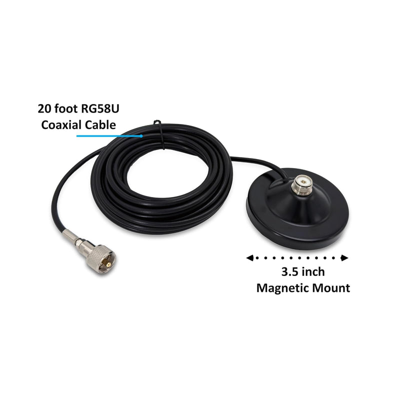 [AUSTRALIA] - Magnetic Antenna Mount with 20ft RG58 Coaxial Cable,Durable CB Antenna Magnetic Mount for Mobile Radio 