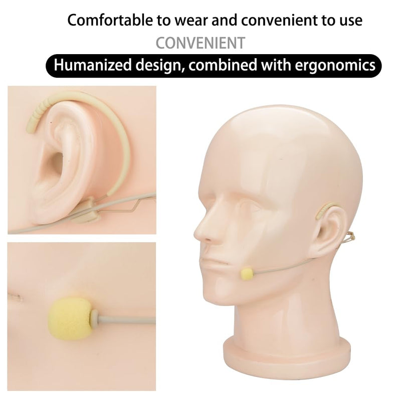 YXG Headworn Earset Over Ear Hanging Mic Beige Low Profile Light-Weight Microphone Compatible with AKG Wireless System Bodypack Transmitter,with 1.45m Cable Mini XLR Plug