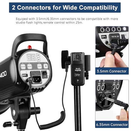 Godox CT-16 Wireless Radio Flash Trigger Receiver Kit,433MHz 4 in 1 Transmitter with 3pcs Receiver Compatible for Canon Nikon Sony Pentax Olympus DSLR Camera Flash Trigger,Studio Strobe Lighting