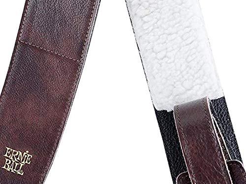 Ernie Ball Italian Leather with Fur Padding Guitar Strap, Chestnut (P04138)