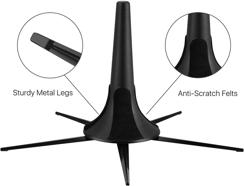 Portable Trumpet Stand Holder Metal 5 Leg Holder Stand Foldable Wind Instrument Accessory Black