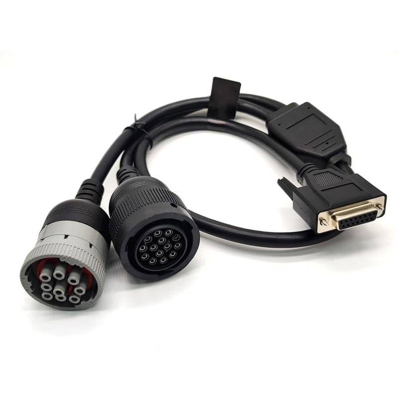 DB15 Female to Cat 9-Pin Male and 14-Pin Female J1939 Y Cable Truck Diagnostic Tool 70CM