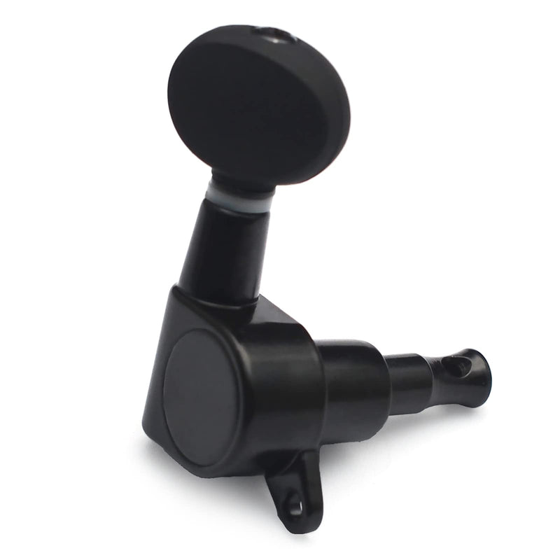 SAPHUE 2R2L Ukulele Tuning Pegs Parts,Small oval Concave Button Sealed-gear String Tuners Tuning Pegs key Machine Heads for Ukulele (Black) Black