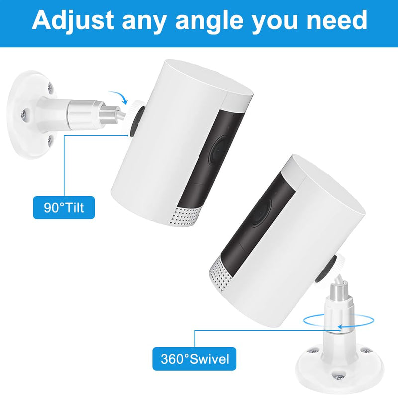 1 Pack Adhesive Ring Camera Mount Stick Up Mount Holder Compatible with Outdoor Security Camera, 360° Degree Adjustable Security Mounting Bracket,Camera Not Included (White, 1 Pack) White