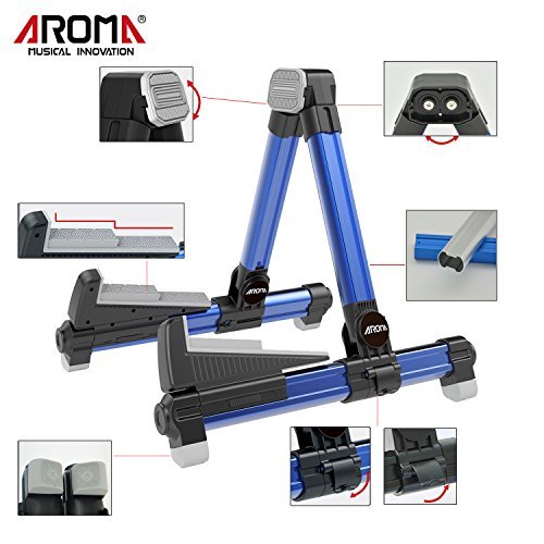 [AUSTRALIA] - Guitar Stand - Foldable Aluminum Floor Stand Adjustable for All Types of Guitars, Basses, Ukuleles and Violins, Banjo Easy to Carry Steady Stand Safe Protection (Blue) 