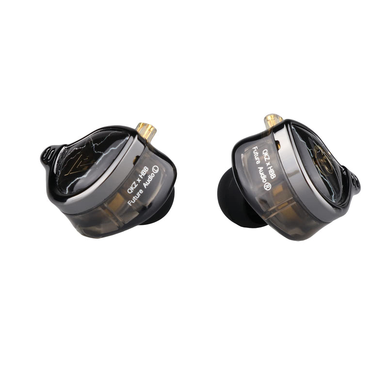 Linsoul QKZ x HBB 10mm Titanium-Coated Diaphragm HiFi in-ear Monitor Earphones with Semi-open Cavity, Detachable 2Pin Silver-plated Cable, Noise Canceling for Audiophile (Black, with Mic) Black
