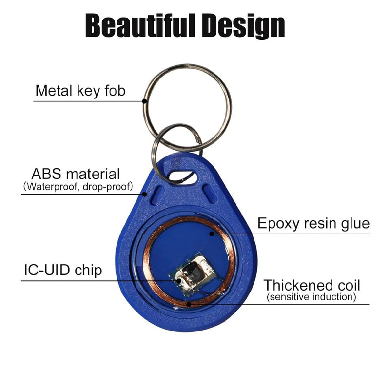 10pcs 13.56MHz UID Rewritable IC Clone Smart Key Fobs,Blank Tag Writable Readable,Access Control RFID Tag Token,Access Control Key Card Used to Copy/Clone Card Keyfob