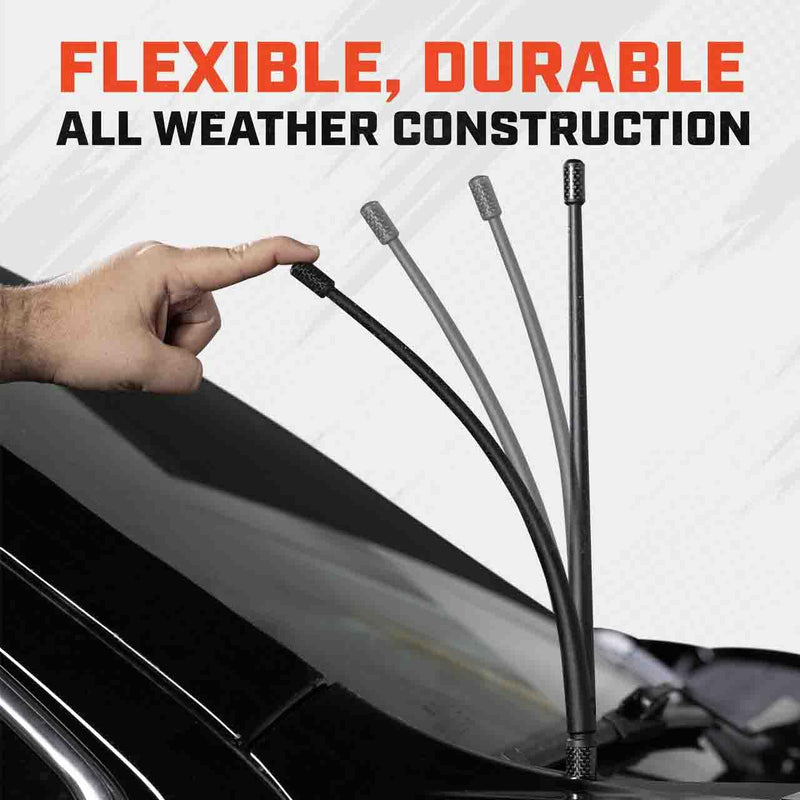 [AUSTRALIA] - Votex - The Spartan - 13 3/4 Inch Short Flexible Rubber Antenna fits Chevrolet Silverado 1500, 2500, 3500 | GMC Sierra 1500,2500,3500 Accessories - Black Carbon Fiber Trim - Tuned Internal Copper Coil CCH-15 