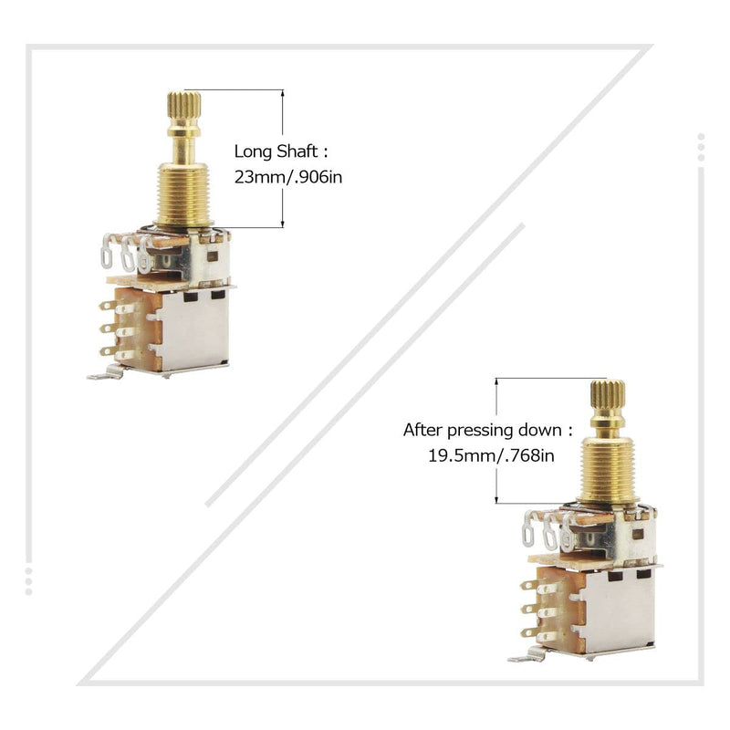 FLEOR 2pcs A500K Push Push Guitar Pots Audio Taper Potentiometers Long Copper Split Shaft A500K Long shaft