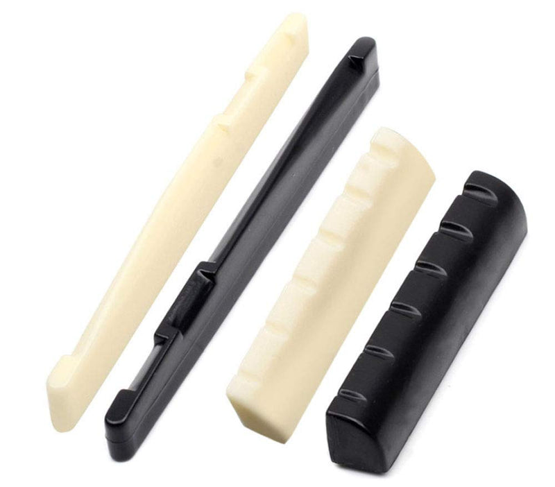 6 String Acoustic Guitar Rosewood Bridge Saddle Nut Pins Set Including Bridge & Six Bridge Pins & End Pin & Saddle and Nut Replacement Parts - Style B,Black