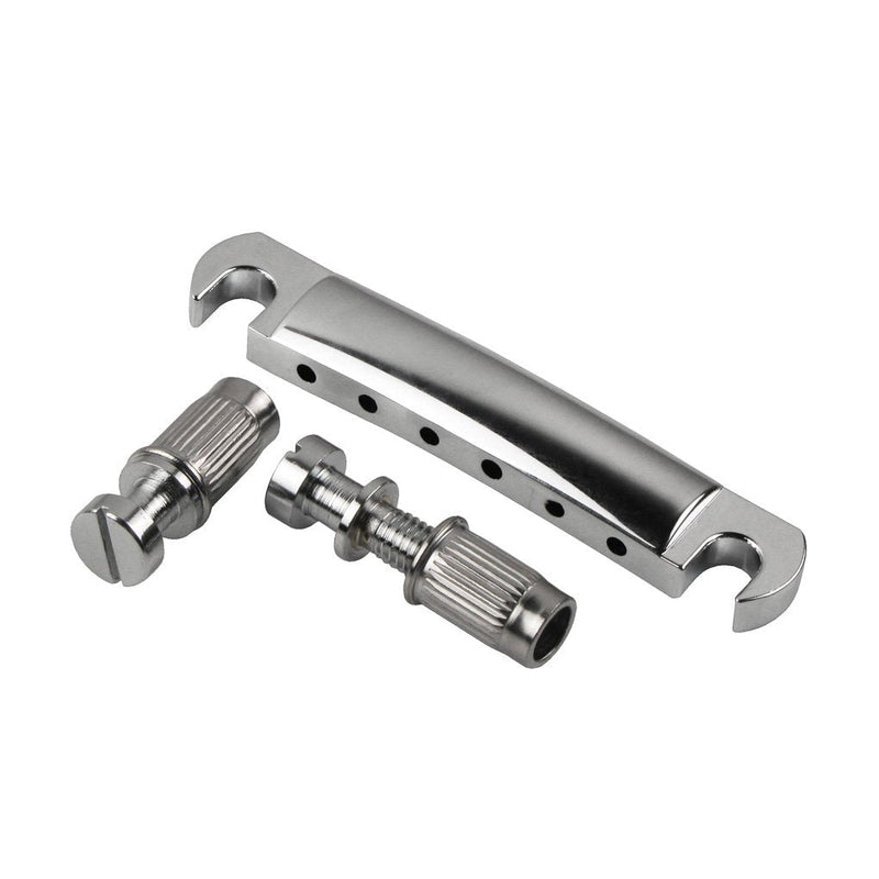 FLEOR Electric Guitar Tune-O-matic Bridge & Tailpiece with Studs Set Fit Gibson Epiphone Les Paul Guitar Part, Chrome Chrome Bridge & Tailpiece Set
