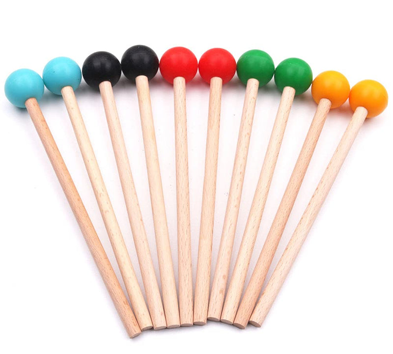 2Pcs 7.28" Long Rubber Head Percussion Mallets Sticks for Xylophone, Glockenspiel, Marimba, Woodblock, Bell Black