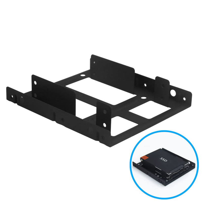 SSD Metal Mounting Bracket Kit, 2.5 to 3.5 Hard Drive Adapter, Compatible with Any 2.5 to 3.5 Drive Bay, with SATA Data Transfer Cable and SATA Power Cable