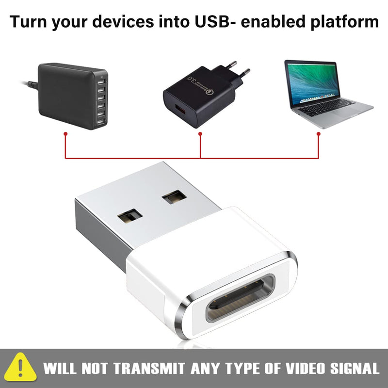USB C Female to USB Male Adapter 2 Pack,Type A Charger Cable Power Converter for Apple iWatch Watch Series 7 SE,iPhone 11 12 13 Pro Max,iPad Air 4 4th 5 5th Mini 6 6th Generation,Samsung Galaxy Tab S8 White