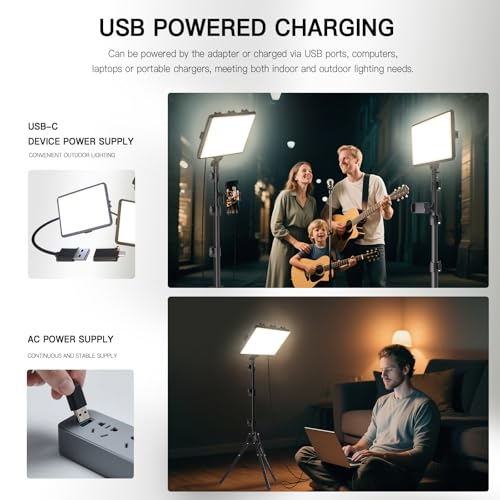 NiceVeedi Photography Lighting, 2800-6500K Dimmable Studio Lights with Tripod & Phone Holder, 73" Video Light for Video Recording/Photography/Live Streaming/YouTube/TikTok/Makeup/Video Calls 15W-1 Pack (USB-C Adapter)