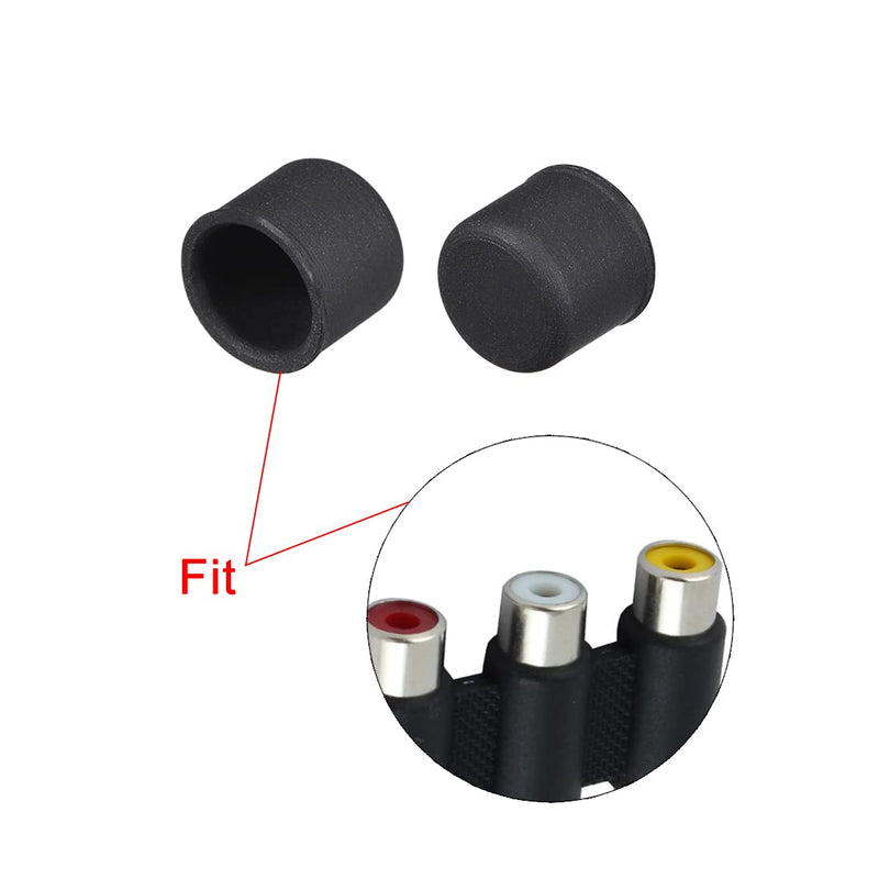 uxcell Silicone RCA Port Anti-Dust Stopper Cap Cover Black 20pcs