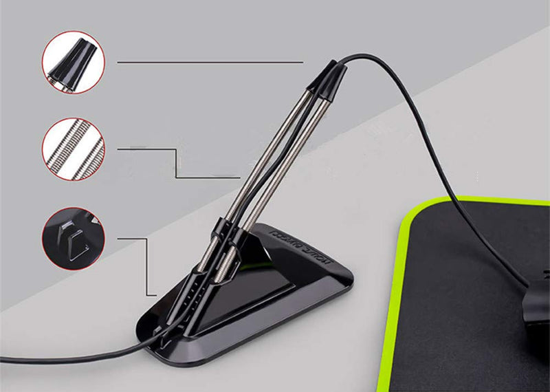 Flexible Mouse Bungee Mouse Cord Management Fixer Holder (Black)
