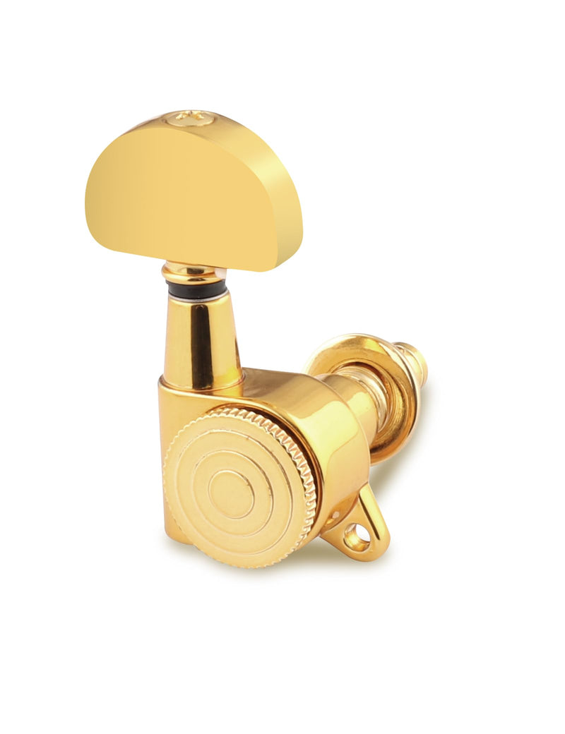 [AUSTRALIA] - Rubatone Locking Guitar String Tuning Pegs Sealed Machine Heads Tuners Tuning Keys 6 In Line for Right Handed Electric Guitar or Acoustic Guitar Half Round Head Gold. 