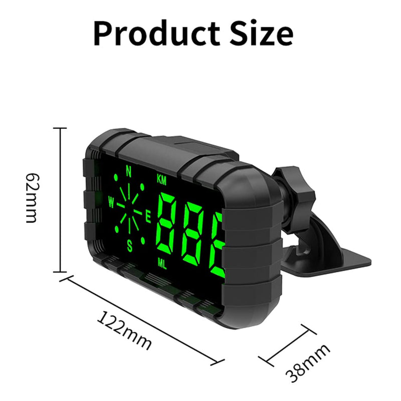 Car Headup Display GPS Digital Speedometer Compass with 4.2 Inch LED Display Support Overspeed Alarm Fatigue Driving Reminder Light Sensing for Car Truck SUV Motorcycle