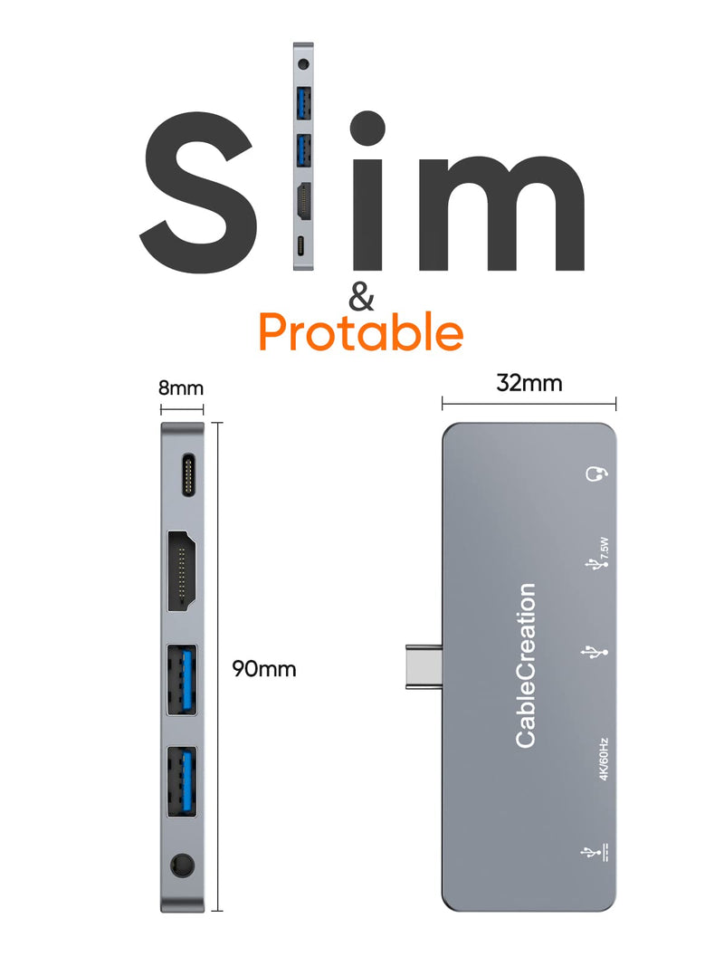iPad Pro USB C Hub, CableCreation 5 in 1 USB C iPad Pro Adapter with 4K HDMI, USB-C 100W PD Charging 5Gbps USB 3.0, 3.5mm Audio Jack Multiport Adapter for New iPad Pro iPad Air MacBook Pro