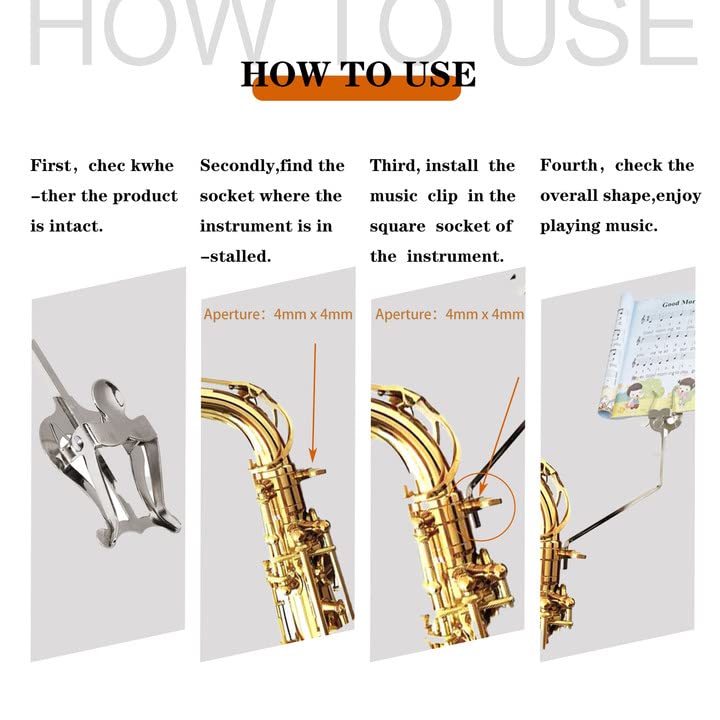 Silver 3/4 Vertical Keys Euphonium Marching Clip, 3/4 Vertical Keys Music Sheet Clip