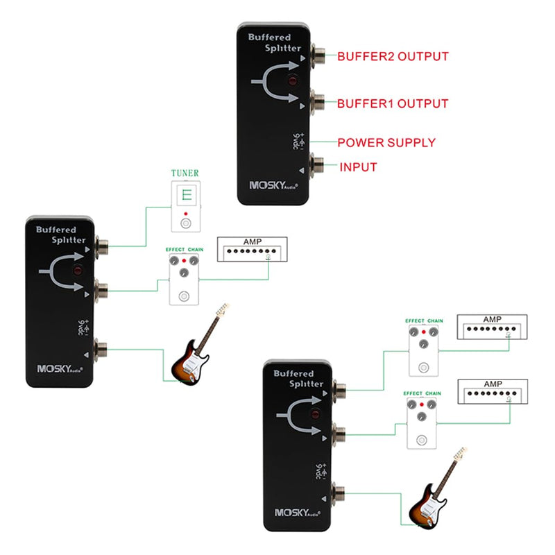 BUFFERED SPLITTER Guitar Effect Pedal Signal Buffer Splitter Dual Clean Buffer Output