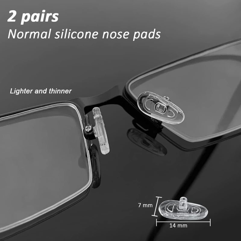 PTSLKHN 5 Pairs of Eyeglass Nose Pads, Upgraded 15x8mm Soft Silicone Air Chamber Eyeglasses Nose Pads, Screw-in Glasses Nose Pad Replacement Kit. 5pairs-clear