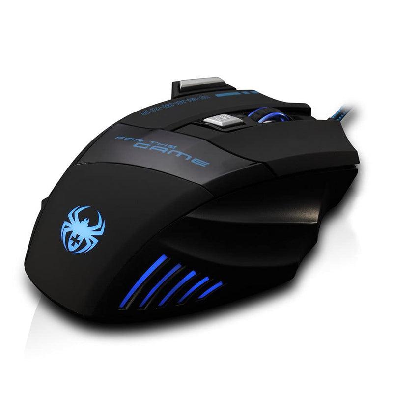 AFUNTA Zelotes Ergonomic 7200 DPI LED Optical Wired Gaming Mouse Mice 7 Buttons Compatible Mac Pro Gamer PC Laptop Desktop Notebook-Black Black(T80)