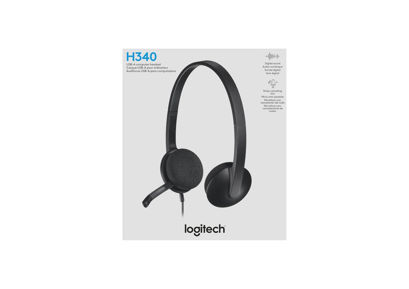[AUSTRALIA] - Logitech USB Headset H340, Stereo, USB Headset for Windows and Mac - Black (Pack of 1) Standard Packaging 