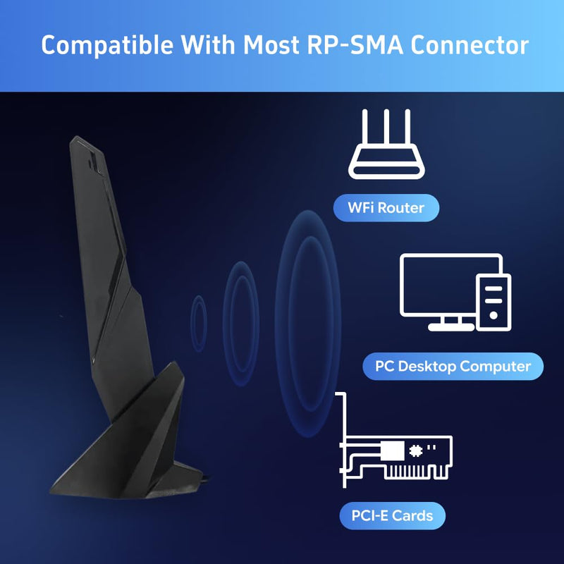 SMA WiFi 6e 2T2R Antenna 2.4G/5G Dual Band for GIGABYTE AORUS Z390 Z270 Z370 Z490 Z590 Z690 X470 X570 X570S X570I H470 H470I H610 B460 B450 B550 B560 B660 AX X299X Magnetic Base PC Desktop