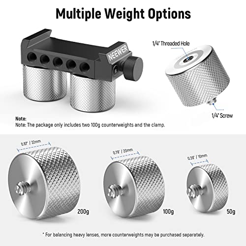 NEEWER Gimbal Counterweights and Clamp Kit, Compatible with DJI Ronin RS4 Pro RS4 RS3 Pro RS3 RS2 RSC2 ZHIYUN Crane 2S 3S Weebill S Moza Air 2 AirCross 2 for Balancing Long Lenses, GA001