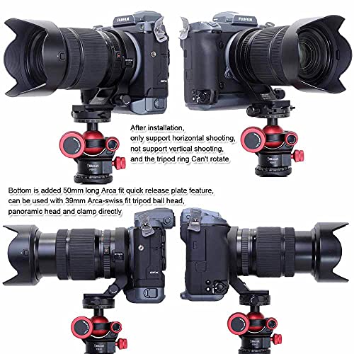 CNC Machined Lens Collar Tripod Mount Ring Compatible with Fujifilm Fuji GF 45-100mm f/4 R LM OIS WR, Lens Support Holder Bracket Bottom is Arca-Swiss Fit Quick Release Plate for Arca Clamp