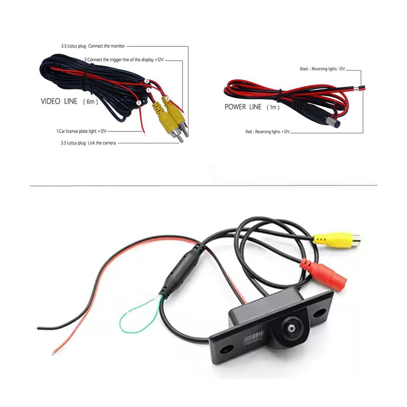 AHD/CVBS Car Rear View Camera's Fisheye Lens License Plate Lamp-Camera with RCA Cable & Vehicle Camera for Volkswagen VW Jetta Clásico Bora Passat Magotan Polo Tiguan Skoda Fabia (CVBS) CVBS
