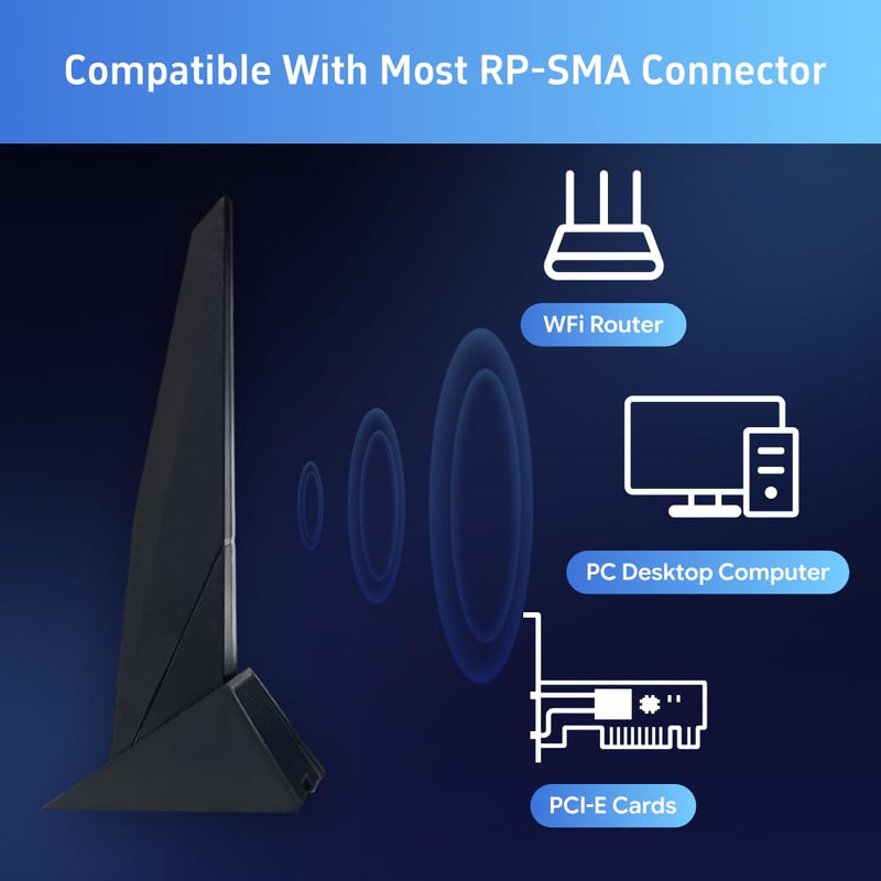 SAMXI SMA WiFi 2T2R Dual Band Wi-Fi Moving Antenna 2.4G/5G Wi-Fi 6e for ASUS Rog Strix Z270 Z370 X370 Z390 Z490 X570 Z170 X299 /Gaming B550-PLUS B650-PLUS B760-PLUS PC Desktop Computer