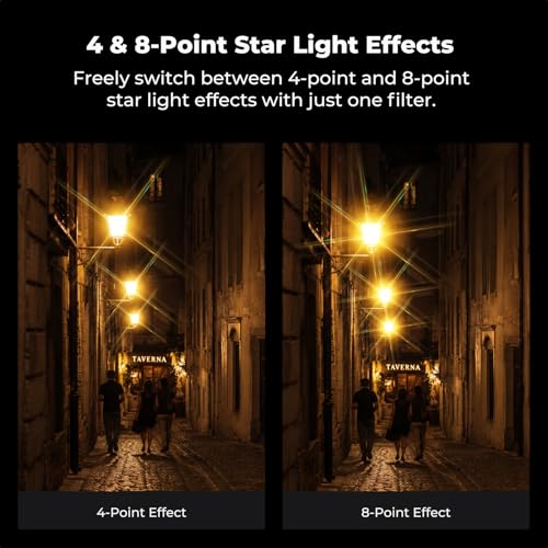 K&F CONCEPT 77mm Adjustable Star Filter 4-8 Point Short Starbursts