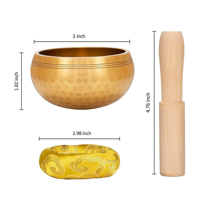 Tibetan Singing Bowl Set - Meditation Sound Bowl Cushion with Wooden Striker for Yoga, Meditation & Relaxation, Mindfulness,Chakra Healing, Stress Relief, Self-Regulation (3 inch) 3 inch