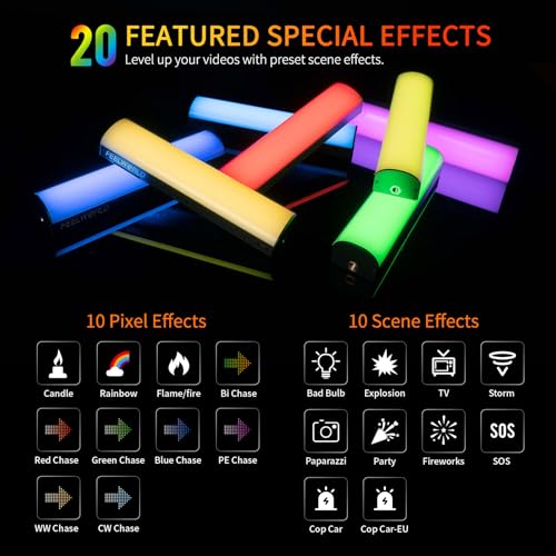 FEELWORLD MT2 Handheld Light Wand, 360° RGB LED Video Light for Photography
