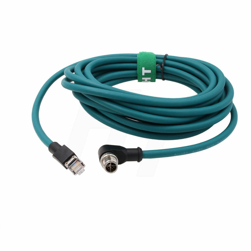 Right Angle M12 Ethernet 8 Pin X-Code RJ45 Cable for Datalogic Matrix 220 320 Reader IV3 Cognex IS8000 DM470 Vision Camera Sensor Reader 5M