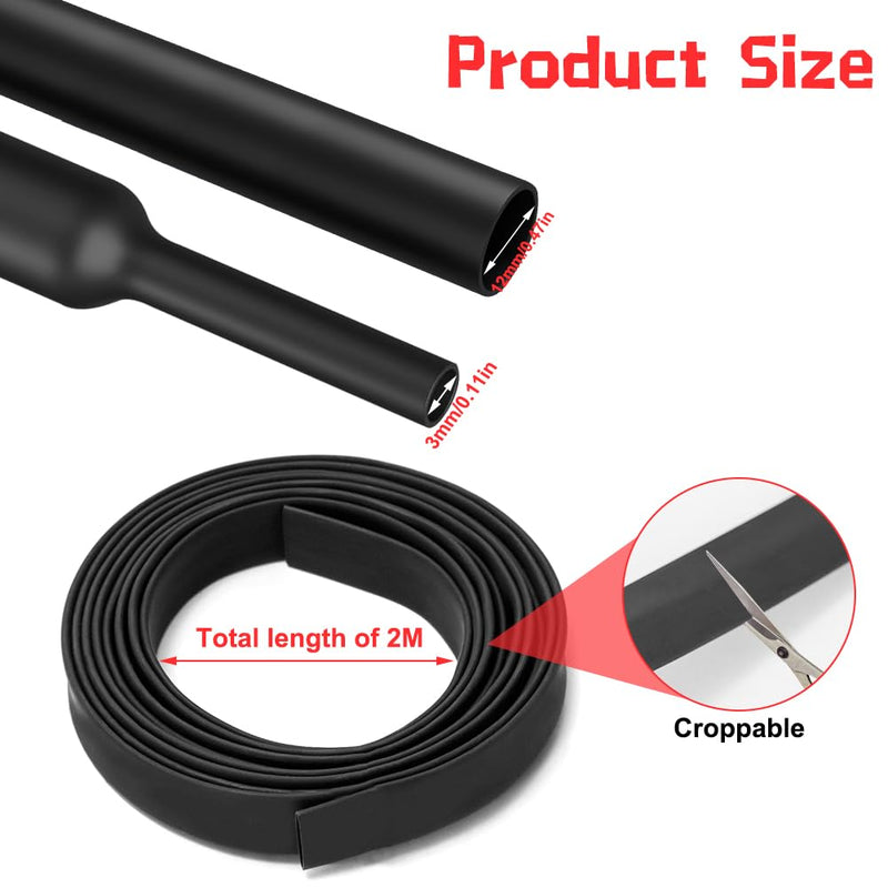 [AUSTRALIA] - 4:1 Heat Shrink Tubing, Diameter 12 mm & 2 m Heat Shrink Tubing, Sold by the Metre, Heat Shrink Tubing, Waterproof Insulation Tape for Cable Soldering Connections, Repairs, Cable Bundling (Red Ø12mm & 2m 