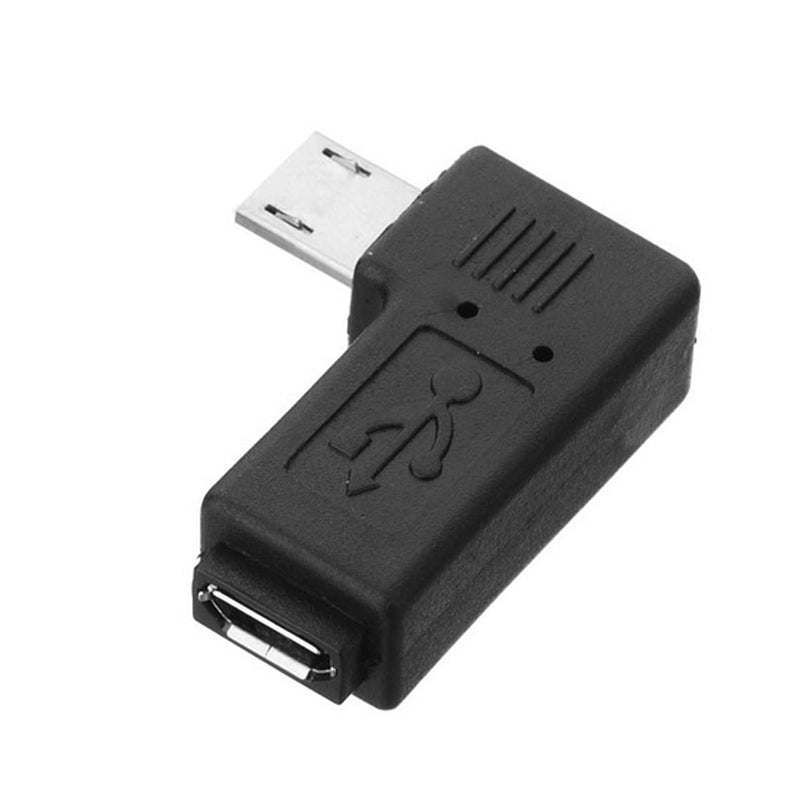 JSER 90 Degree Left Angled Micro USB 2.0 5P Male to Female M to F Extension Adapter