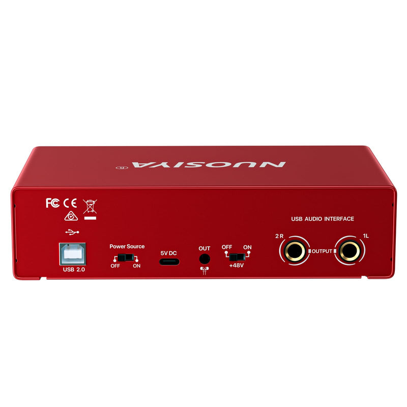 [AUSTRALIA] - USB Audio Interface for PC Computer Recording Music, Red 2x2 Guitar Audio Interface for Mac 24Bit/192kHz Podcasting Streaming for Vocalist Producer with 48V Phantom Power 