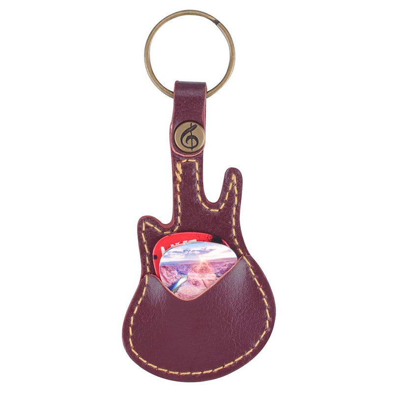 Guitar Picks Case Leather Pick Keychain Guitar Picks Holder Plectrums Case Bag with 5Pcs Guitar Picks Gift (Guitar Pick Case-Coffee Color) Guitar Pick Case-Coffee Color