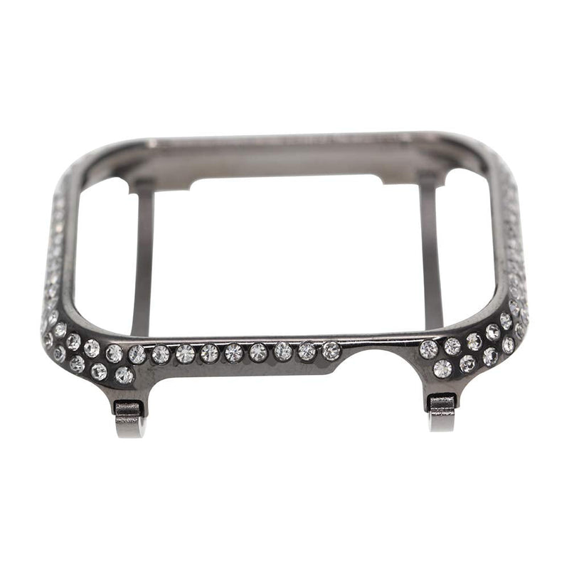Compatible with Apple Watch Series 6 5 4 SE 3 2 1 Bling Cover Sparkling Rhinestone Diamond Jewelry Case Bezel 40mm 44mm for Men Women (Black Platinum, 44mm)