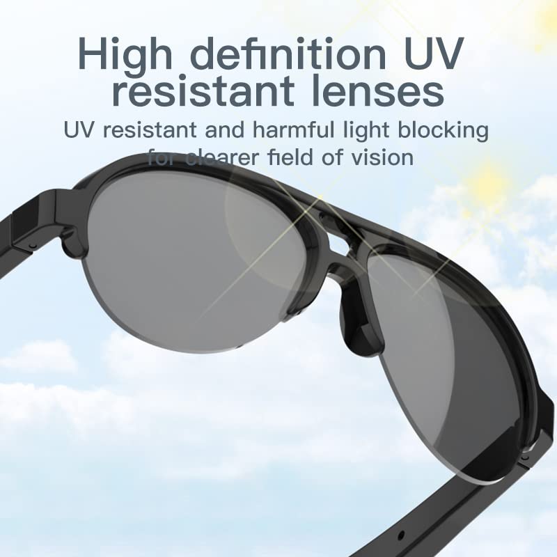 F08 Smart Glasses,Wireless Bluetooth Smart Sunglasses,IP4 Waterproof,Open Ear sound Speakers, Blue light Filter & Polarized Sunglasses Lenses,Connect Mobile Phones and Tablets